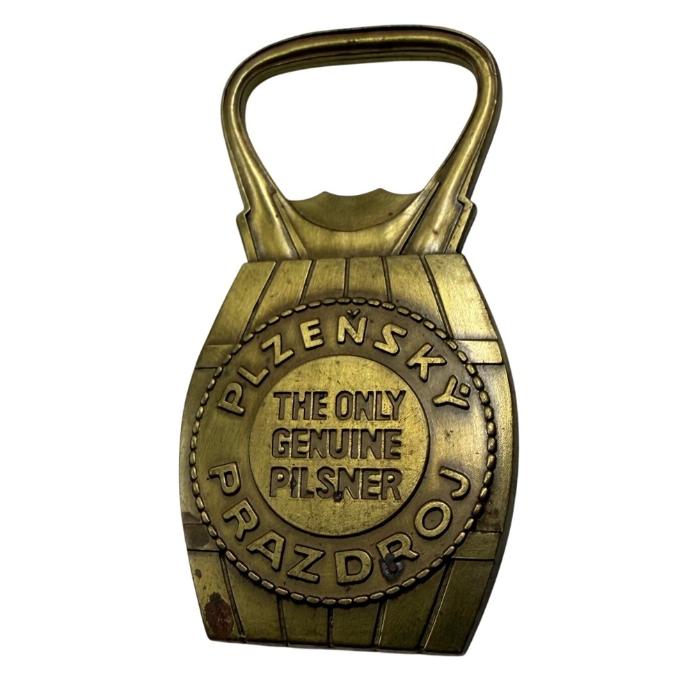 Vintage Pilsner Urquell Plzensky Prazdroj Brass Barrel Bottle Opener=
